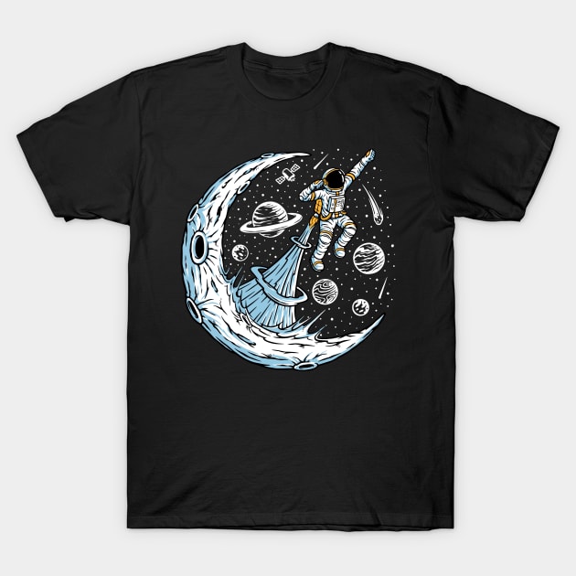 astronaut flying illustration T-Shirt by Mako Design 